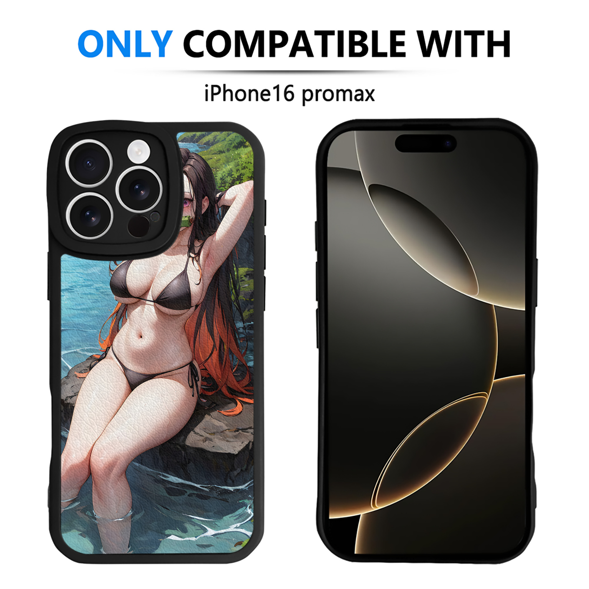 （画像用） 鬼滅の刃（きめつのやいば）竈門 禰󠄀豆子／かまど ねずこ Kamado Nezuko 【iPhone 16シリーズ対応】シリコンスマホケース（レザー調） 材質：シリコン